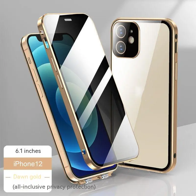 Coque métal à fermoir aimanté et verre pour iPhone 11 à 14