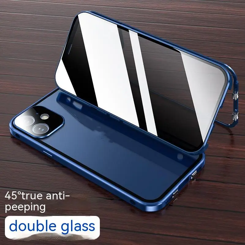 Coque métal à fermoir aimanté et verre pour iPhone 11 à 14