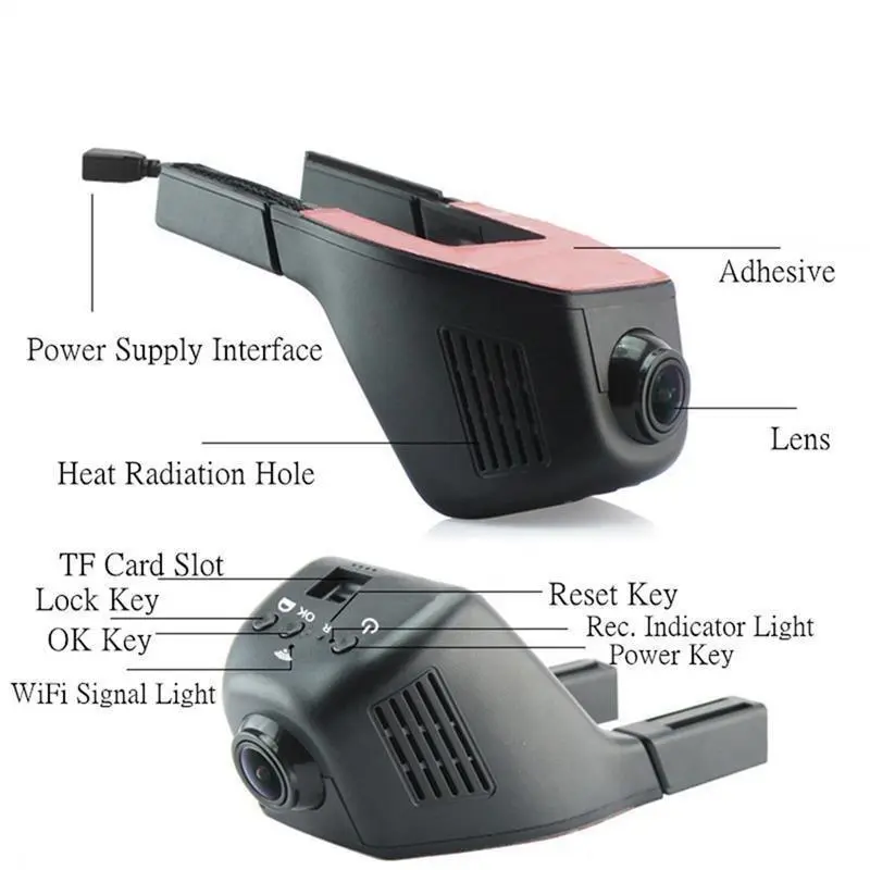 Dashcam WiFi sans écran 1080p avec mode parking et boucle