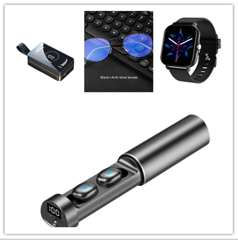 Écouteurs boîtier tiroir magnétique Bluetooth 5.0 à boutons LED