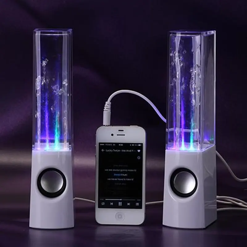 Enceinte fontaine lumineuse pour ordinateur avec jets d’eau colorés