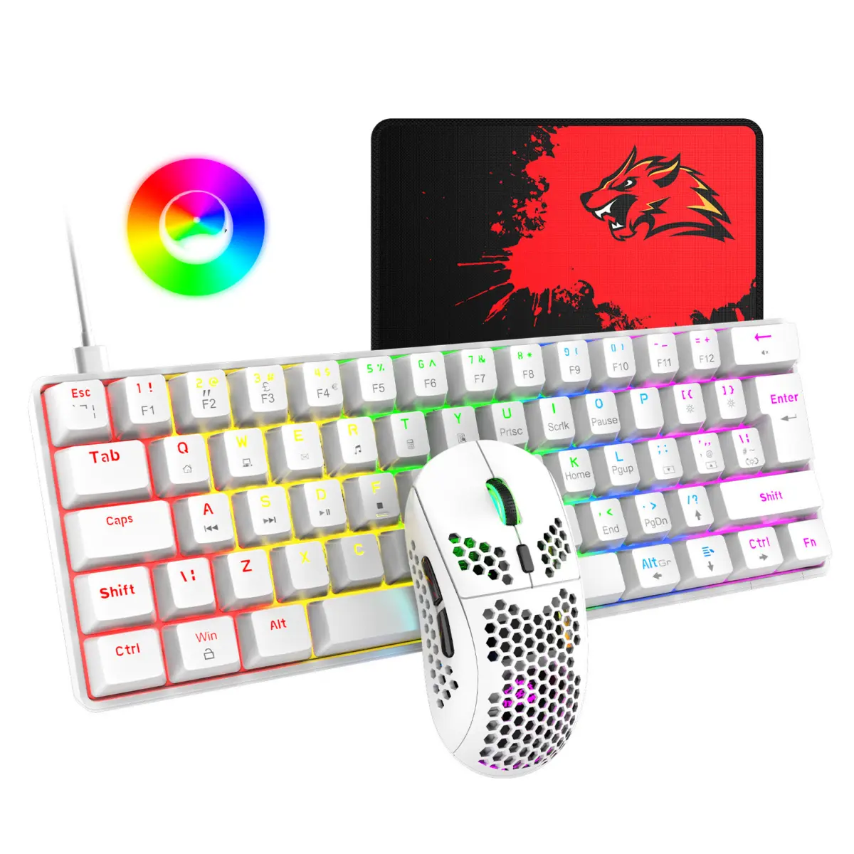Ensemble clavier souris RGB filaire USB, souris jusqu’à 6400 dpi