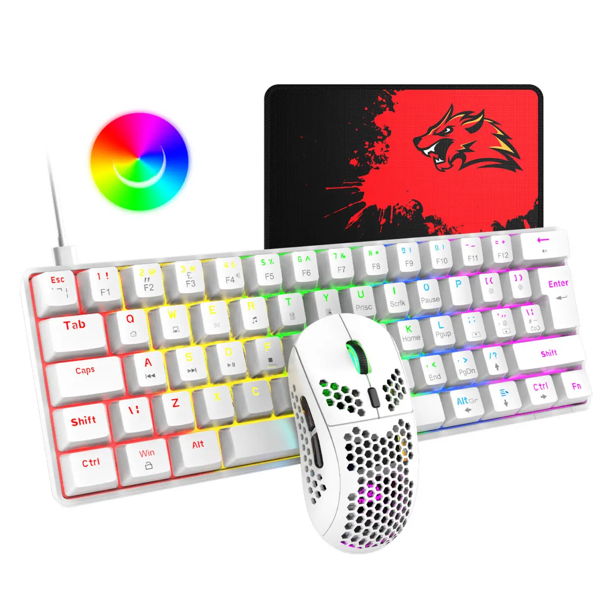 Ensemble clavier souris RGB filaire USB, souris jusqu’à 6400 dpi