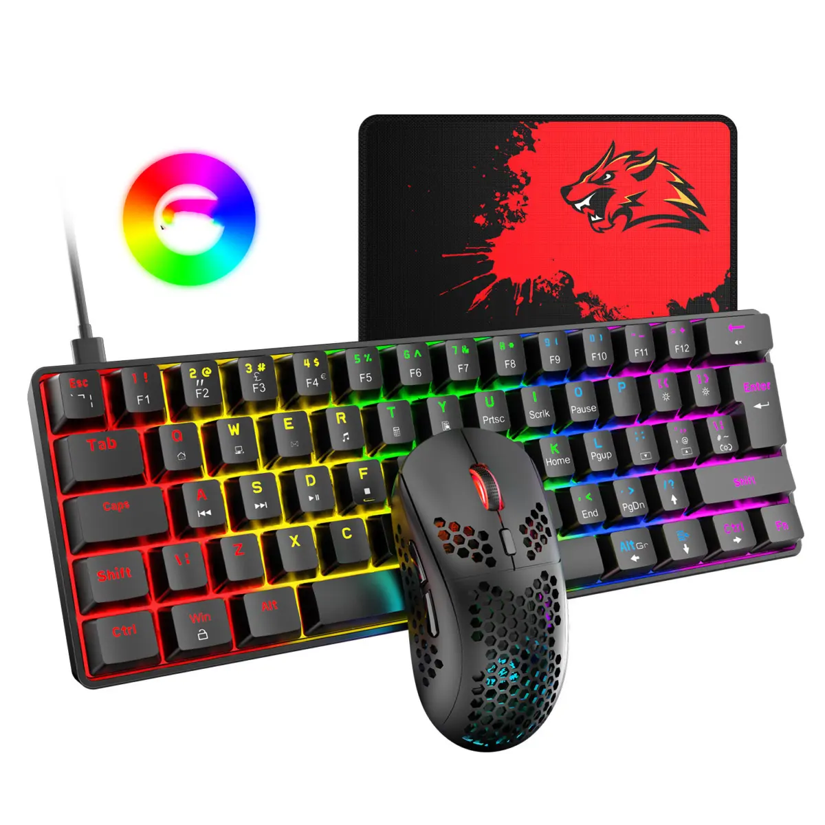 Ensemble clavier souris RGB filaire USB, souris jusqu’à 6400 dpi