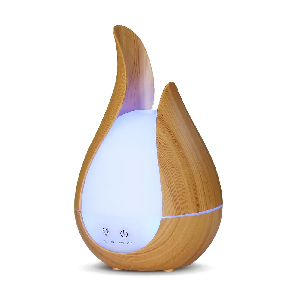 Humidificateur effet bois 200 ml à ultrasons avec veilleuse