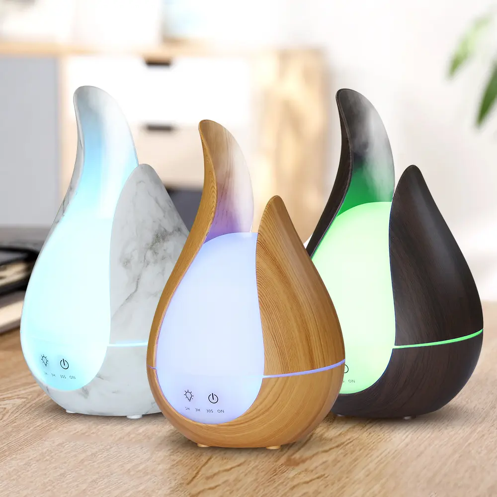 Humidificateur effet bois 200 ml à ultrasons avec veilleuse