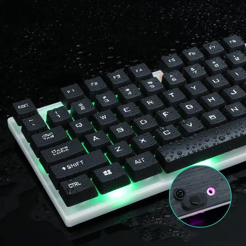 Kit clavier souris 1000 DPI à plaque lumineuse, câble de 1,35 m