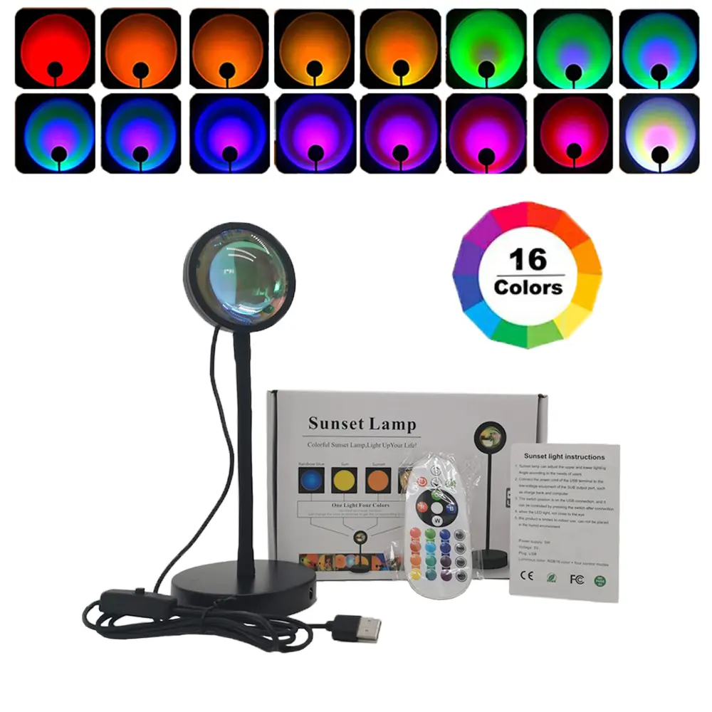 Lampe arc-en-ciel USB à LED RGB 16 couleurs avec télécommande