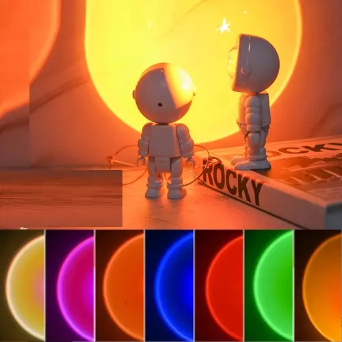 Lampe astronaute soleil couchant à intensité réglable, 5 teintes