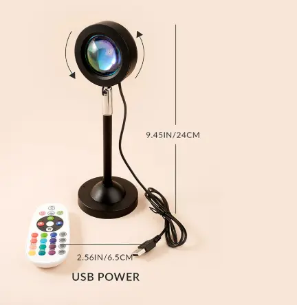 Lampe projection soleil couchant à bouton, alimentation USB 5 V