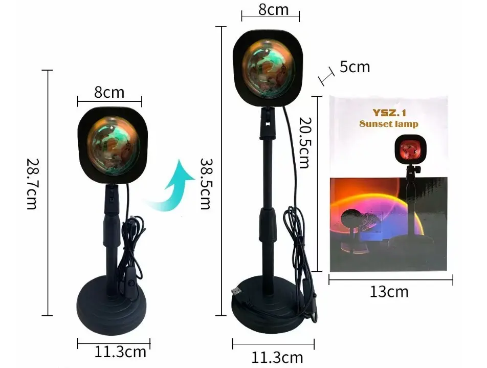 Lampe projection soleil couchant à bouton, alimentation USB 5 V
