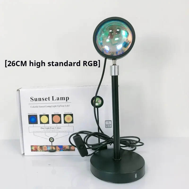 Lampe soleil couchant orientable en métal, projecteur USB 5 W