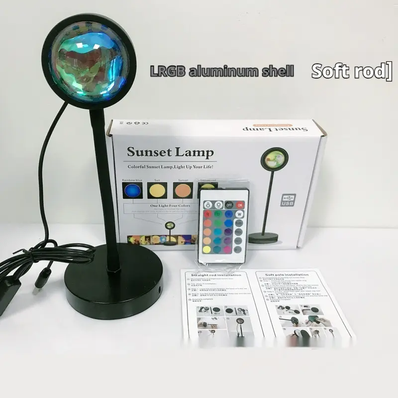 Lampe soleil couchant orientable en métal, projecteur USB 5 W