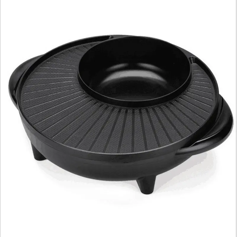 Marmite grill 1400 W électrique 2 en 1 pour fondue et plancha