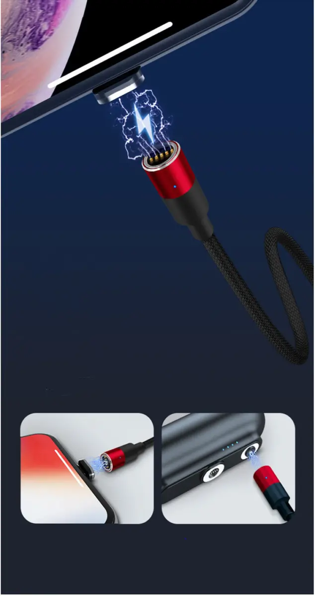 Mini batterie à embout magnétique 2600 mAh avec câble aimanté