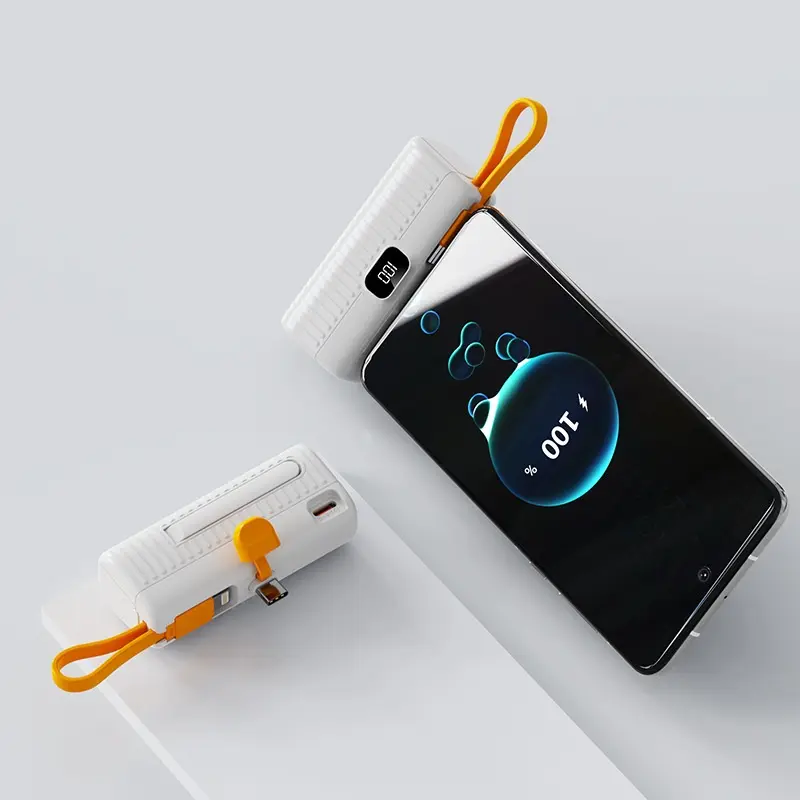 Mini batterie capsule à embout intégré, USB-C ou compatible iPhone