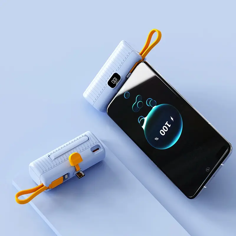 Mini batterie capsule à embout intégré, USB-C ou compatible iPhone