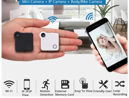 Mini caméra portable à clip wifi 720p avec détection de mouvement