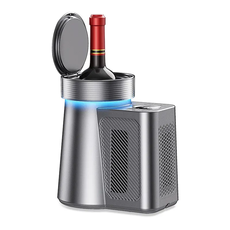 Mini cave à vin de table 60 W en aluminium gris métallisé