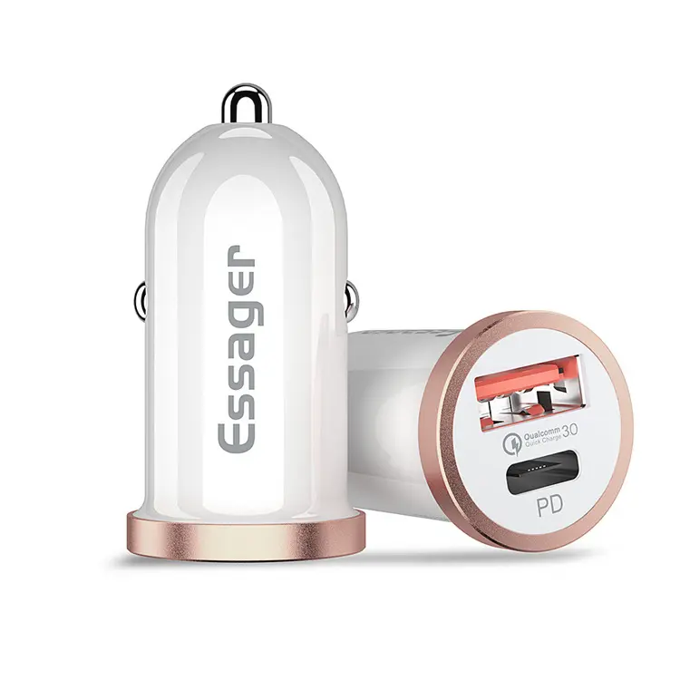 Mini chargeur voiture 30 W à charge rapide QC 3.0 et PD