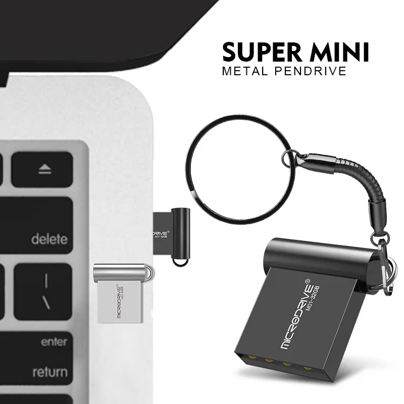 Mini clé USB en métal, USB 2.0, de 4 à 64 Go