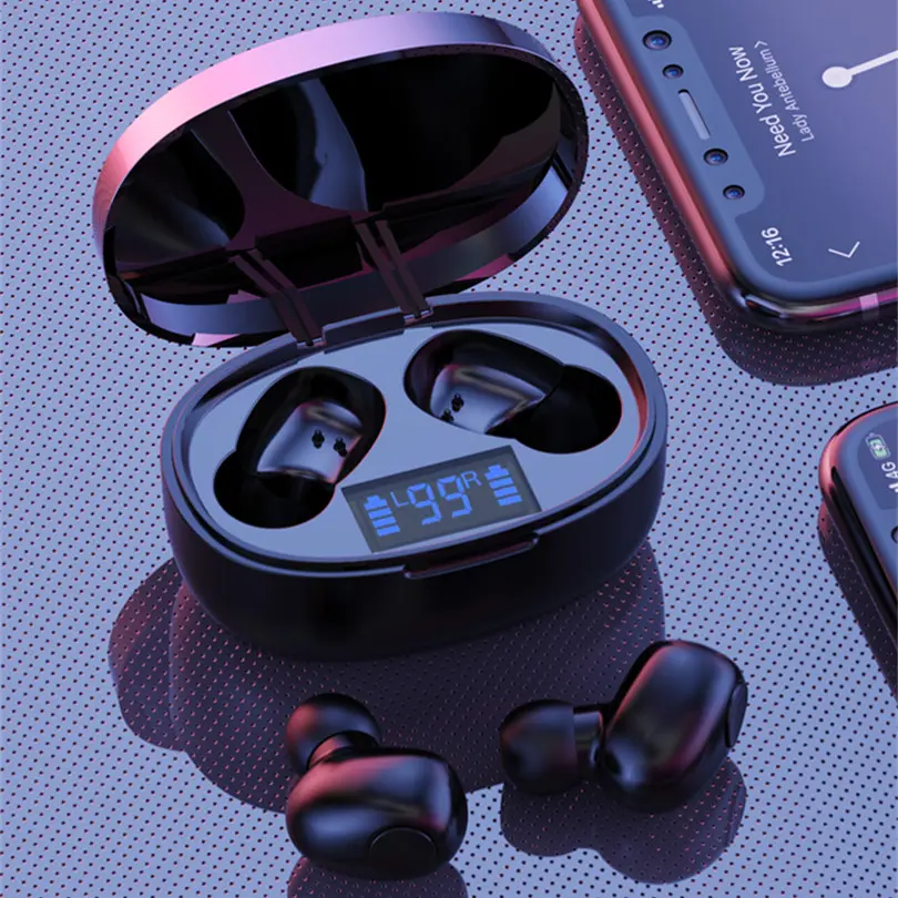 Mini écouteurs à afficheur LED Bluetooth 5.0, 3,8 g par oreille