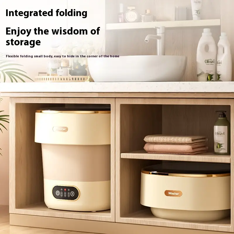 Mini lave-linge pliable 13 l avec essorage et lumière bleue