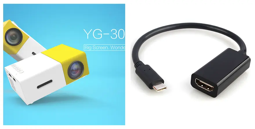 mini projecteur sur batterie externe