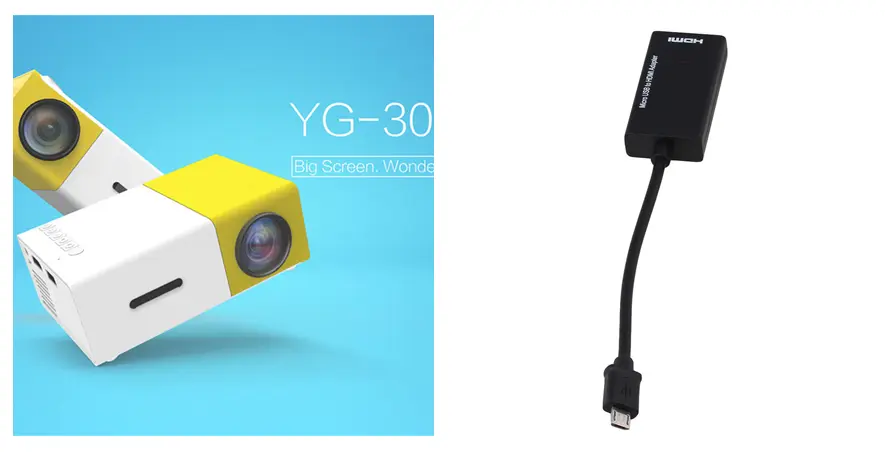 Mini projecteur sur batterie externe, LED et vidéo 1080p