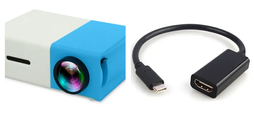 Mini projecteur sur batterie externe, LED et vidéo 1080p