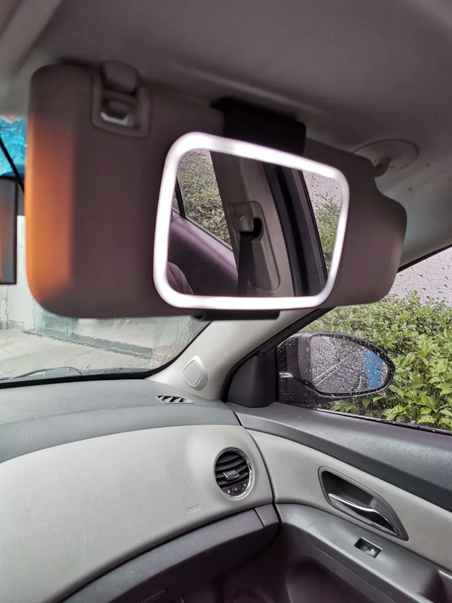 Miroir de courtoisie LED pour pare-soleil avec 21 LED et batterie
