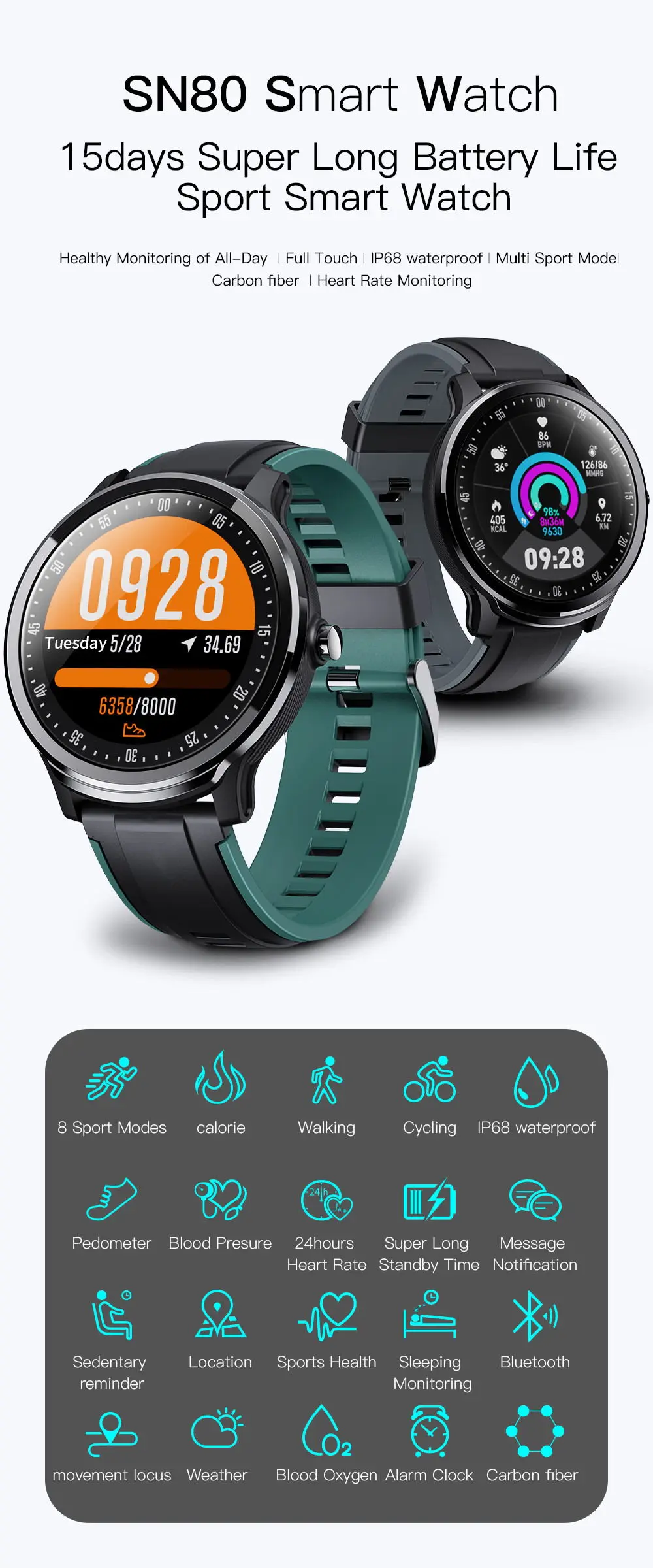 Montre cadran photo personnalisable, étanche 3 ATM et multisport