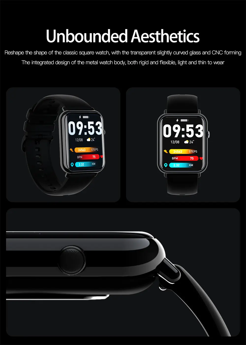 Montre tactile 340 mAh étanche IP67 avec Bluetooth 5.2