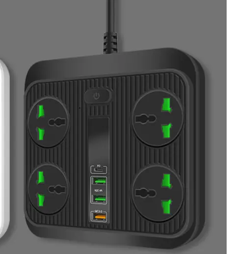 Multiprise 4 prises avec USB-C et charge rapide, câble de 2 m