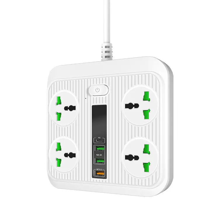 Multiprise 4 prises avec USB-C et charge rapide, câble de 2 m