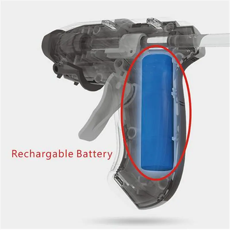 Pistolet à colle sans fil rechargeable 2000 mAh avec 5 bâtons