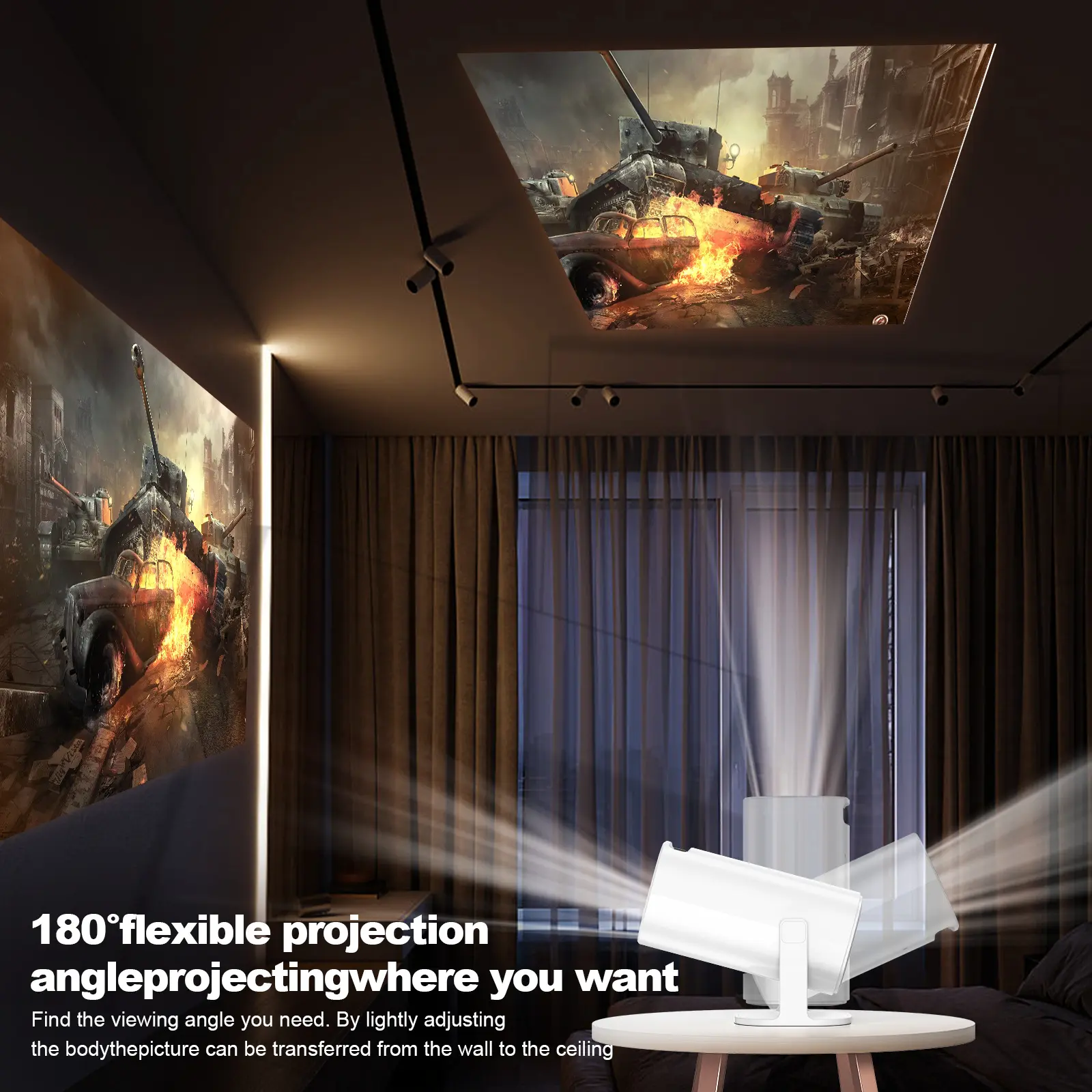 Projecteur intelligent fonction 3D avec télécommande, coloris blanc