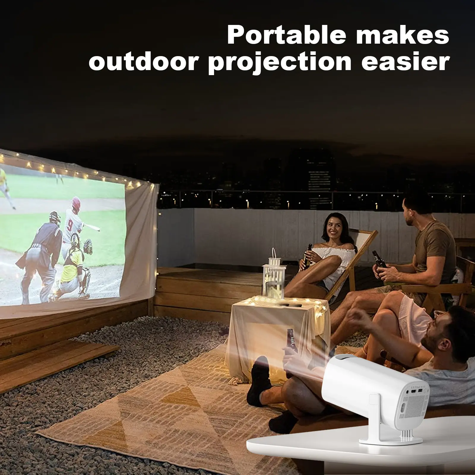 Projecteur intelligent fonction 3D avec télécommande, coloris blanc