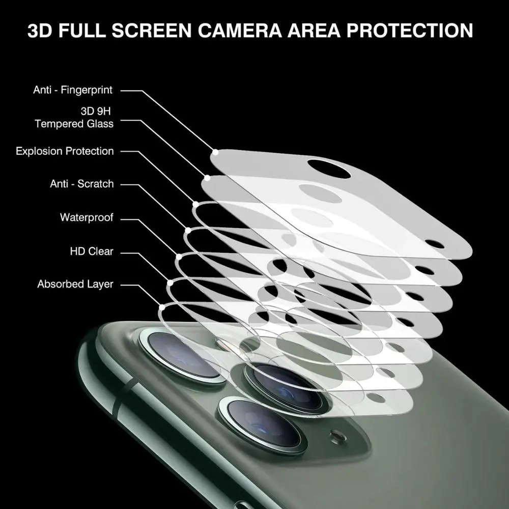 Protège-objectif lot de 3 en verre trempé pour iPhone X à 17