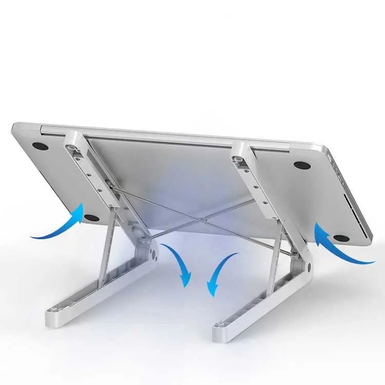 Réhausseur PC portable pliant en plastique, blanc ou noir