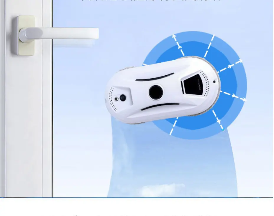 Robot lave-vitres 3 modes à trajet planifié, compact et blanc