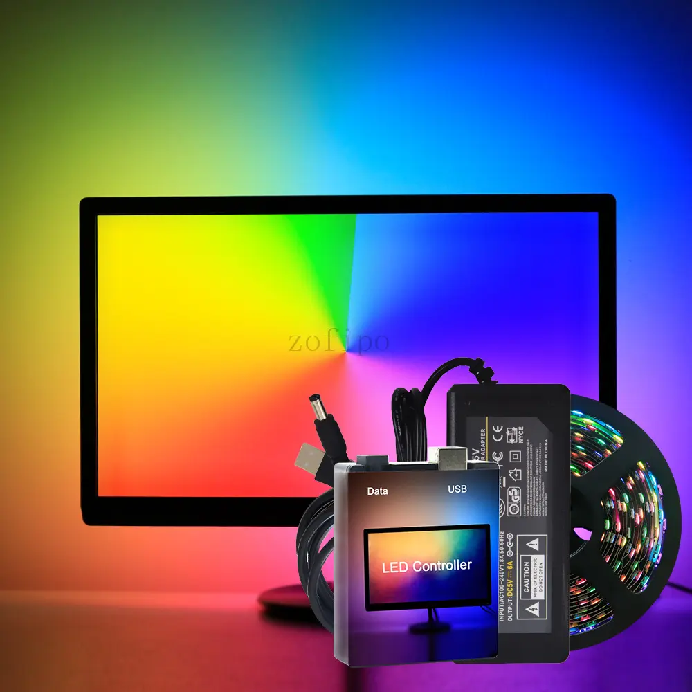 Ruban LED arrière écran RGB multicolore 5 V, de 1 à 5 m