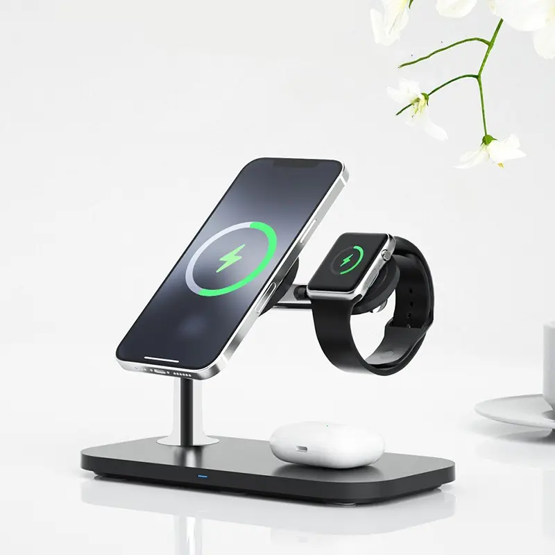 Socle magnétique de charge sans fil 3 en 1 avec affichage d’état