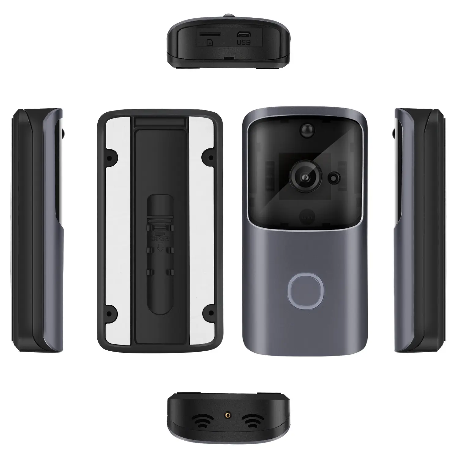 Sonnette wifi 720p grand angle 166° avec interphone et détection