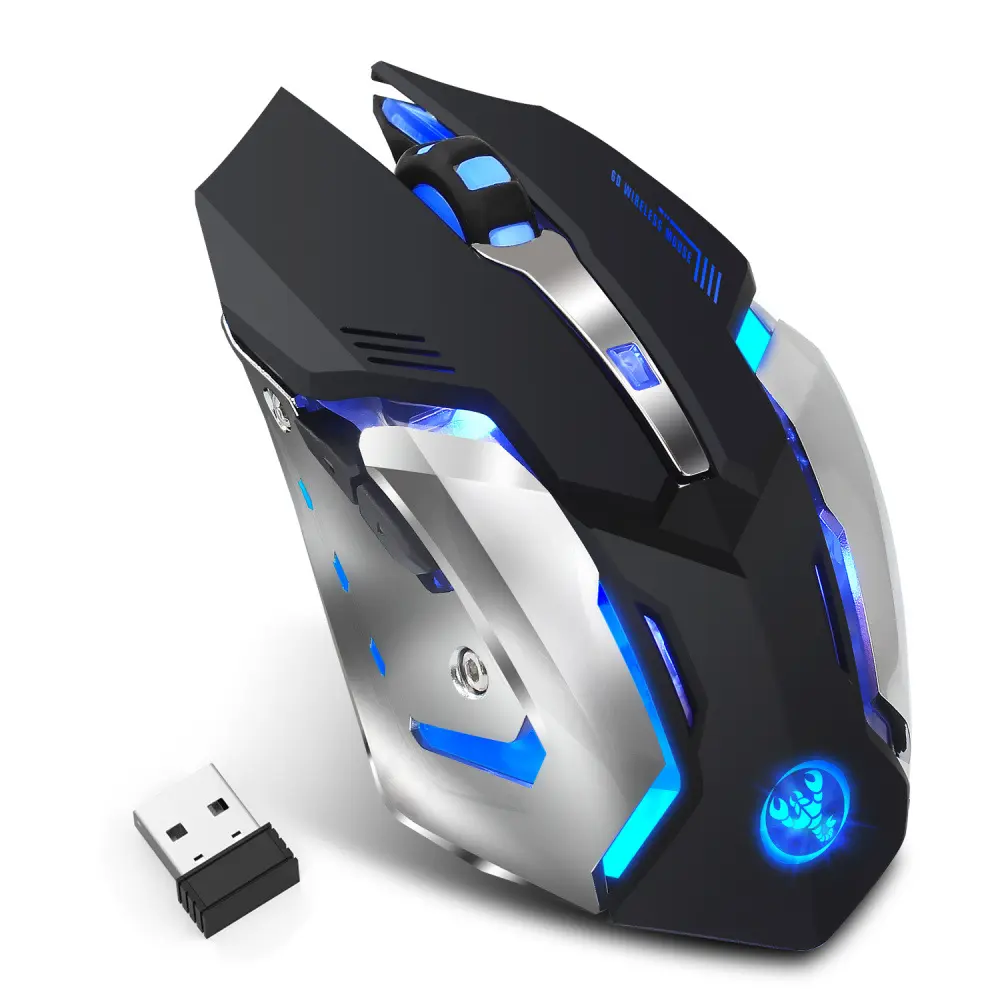 Souris gamer 2400 dpi sans fil 2,4 GHz à six boutons