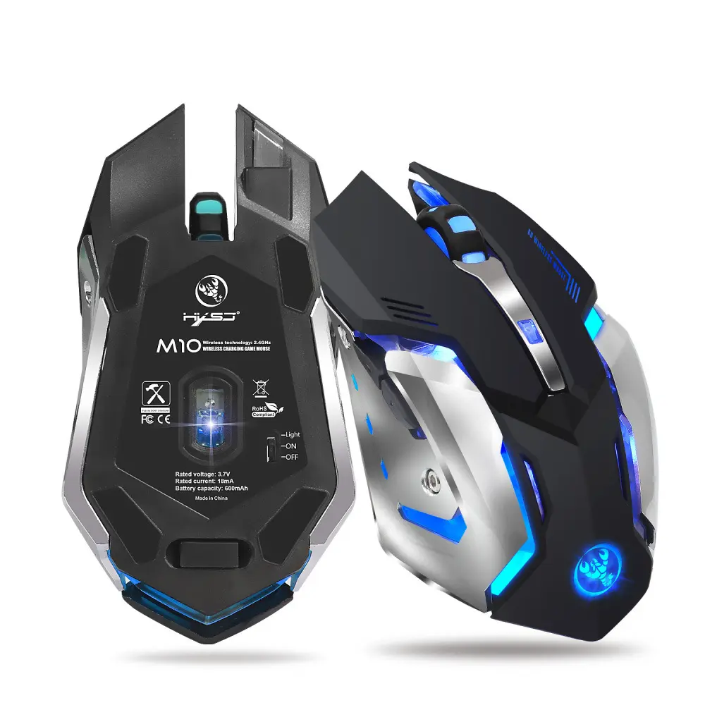 Souris gamer 2400 dpi sans fil 2,4 GHz à six boutons