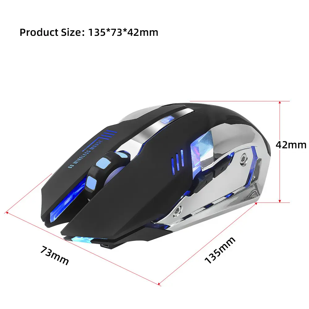 Souris gamer 2400 dpi sans fil 2,4 GHz à six boutons