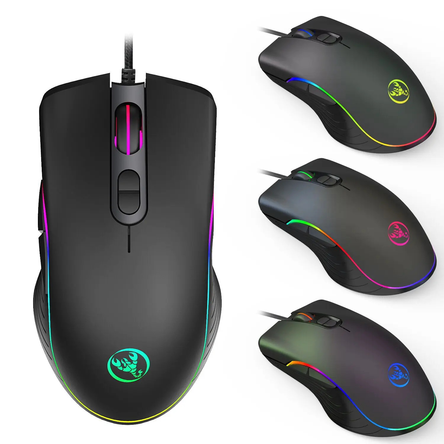 Souris gamer 6400 dpi filaire RGB à 7 boutons
