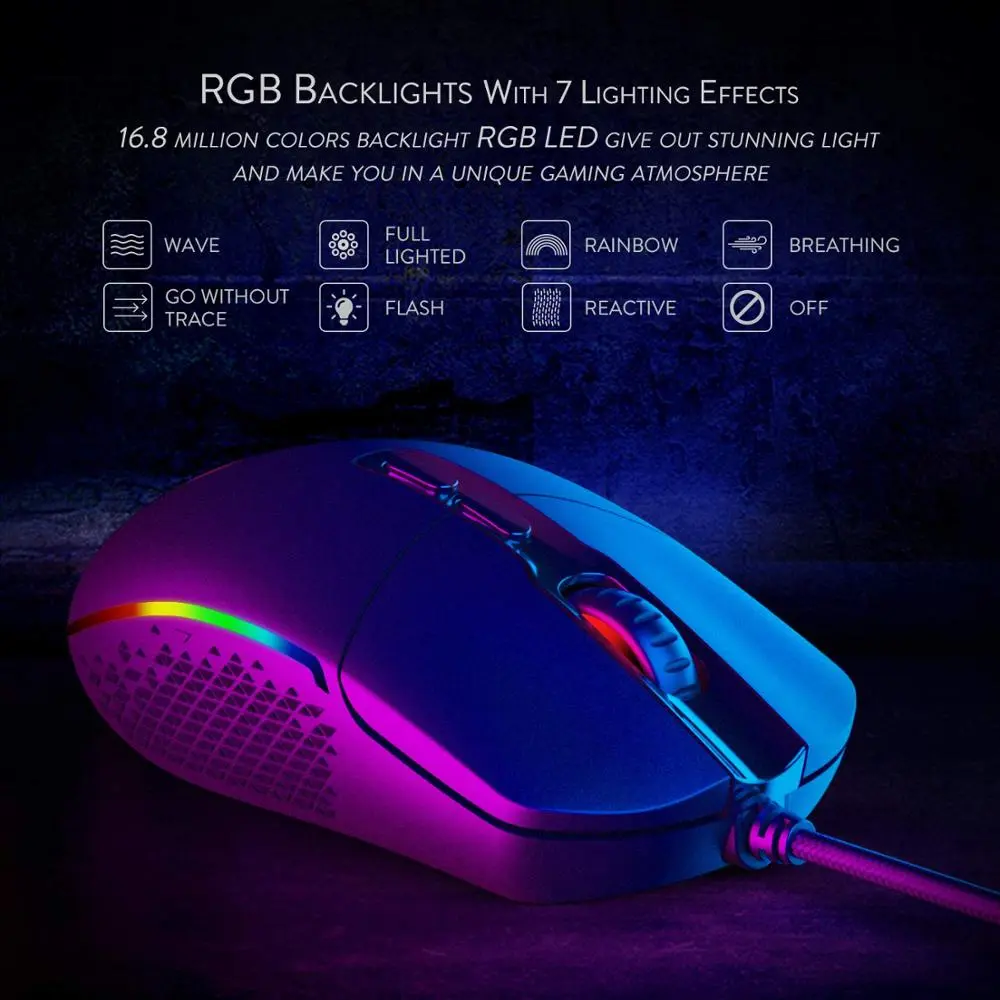 Souris gamer 9 boutons filaire 5000 dpi avec câble de 1,8 m