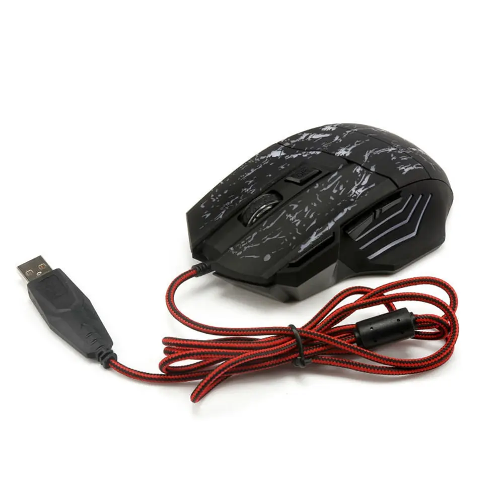 Souris transparente lumineuse filaire USB 1200 dpi à 7 boutons